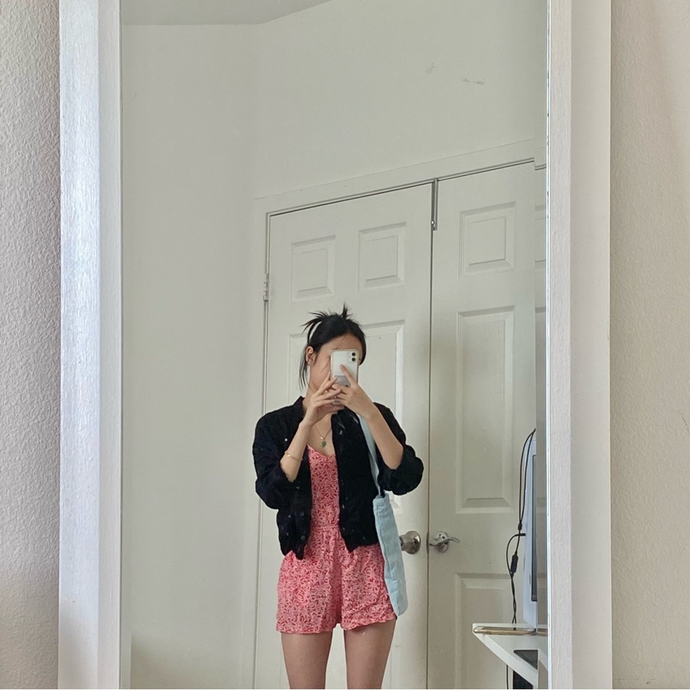 red floral romper